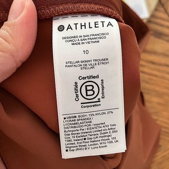 Athleta Women’s Burnt Orange Stellar Skinny Trouser in Ancient Mahogany Size 10 - Picture 10 of 11